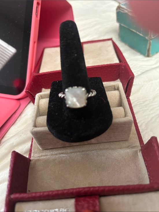 Pandora Jewelry - Pandora Silver Ring with White Mother-of-Pearl Cushion Stone